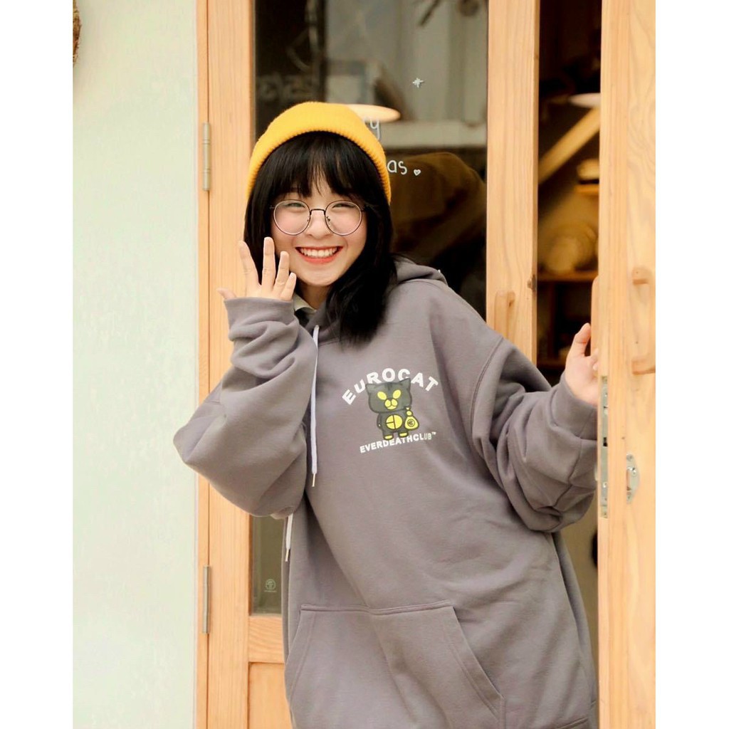 Áo Hoodie Nam Nữ Form Rộng Poda Áo Khoác Nỉ Bông Chống Nắng Hàn Quốc In EUROCAT Cute Có Mũ Nón Rẻ Đẹp 2021 AKN122