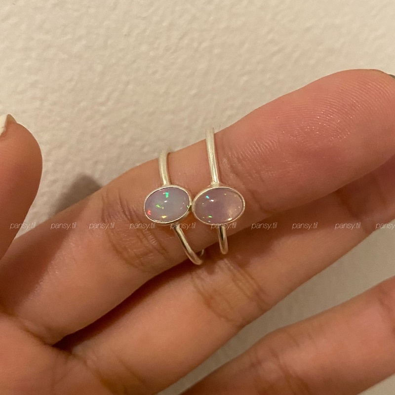 Nhẫn bạc Opal basic