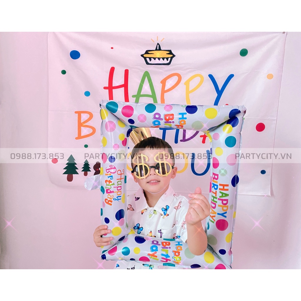 Khung hình Happy Birthday bong bóng dễ thương, đạo cụ chụp hình tiệc sinh nhật, party kiểu Hàn Quốc