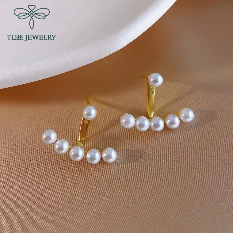 Khuyên tai bạc nữ TLEE ngọc trai nhân tạo dáng nữ tính TleeJewelry B0189