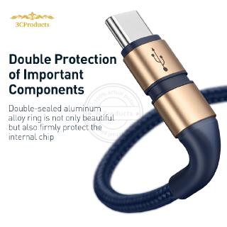 3c baseus bmx pd nylon braided fast charging cable 18w double section cable mfi certified data line type-c to lightning