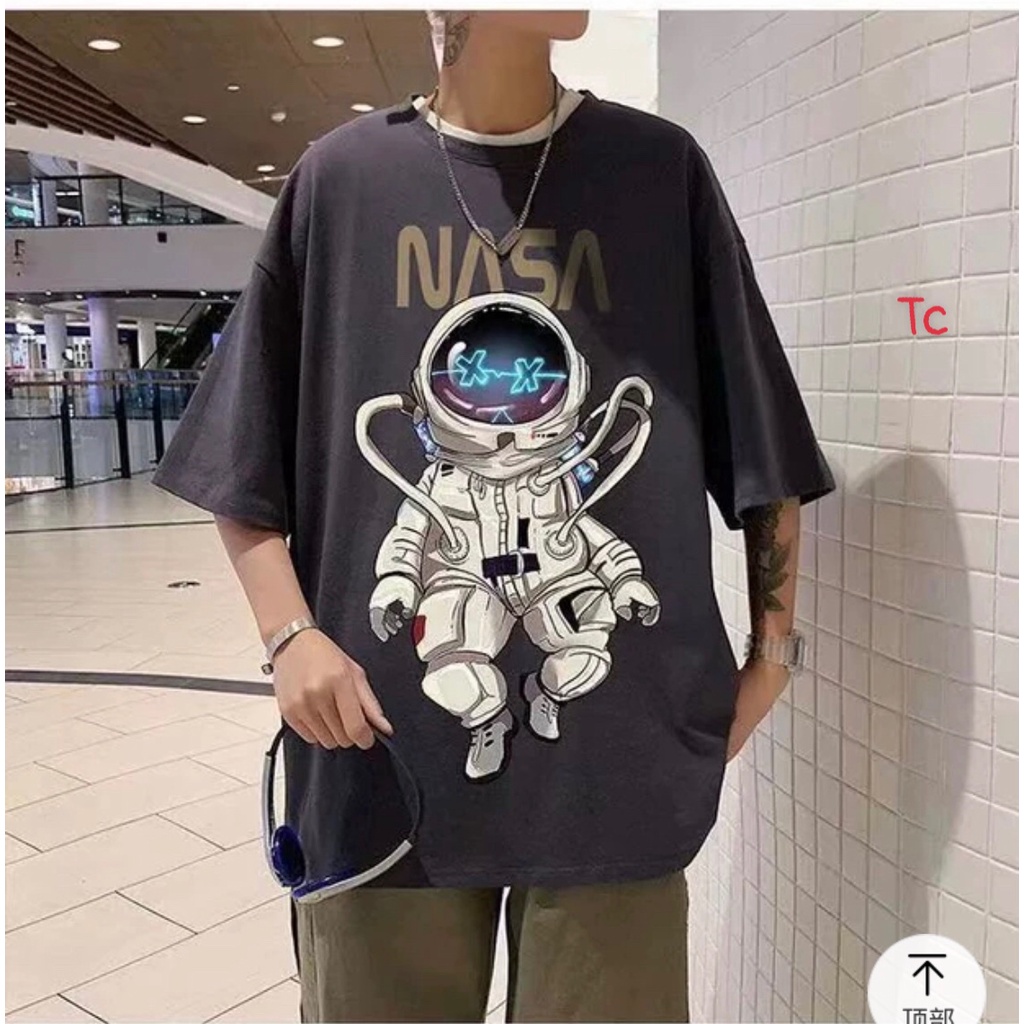 [ hình ảnh video thật ] Áo Thun Tay Lỡ Unisex NASA  Áo Phông Nam Nữ Form Rộng,