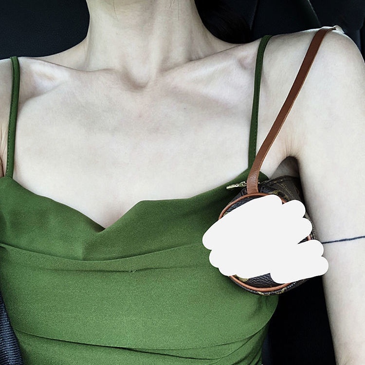 Đầm chữ A hai dây màu xanh lá thời trang mùa hè cho nữ