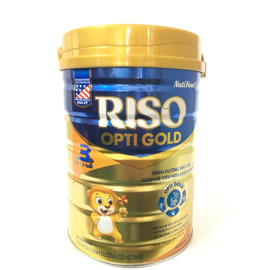 Sữa bột NutiFood RISO OPTI GOLD số 3 lon 900g dinh dưỡng đặc chế giúp hệ tiêu hóa khỏe mạnh