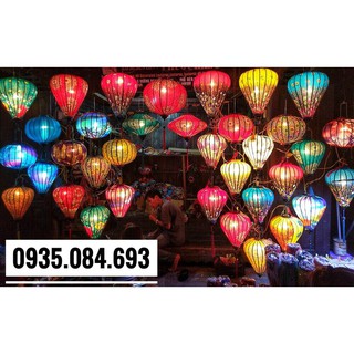 [Rẻ vô địch] Đèn lồng Hội An Vải Lanh Hoa_Size 30CM