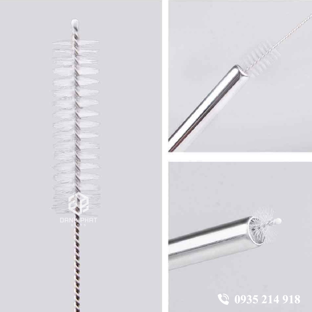 Bộ Ống Hút Inox 304 Cong thẳng & cọc rửa ống hút Inox tái sử dụng thân thiện với môi trường