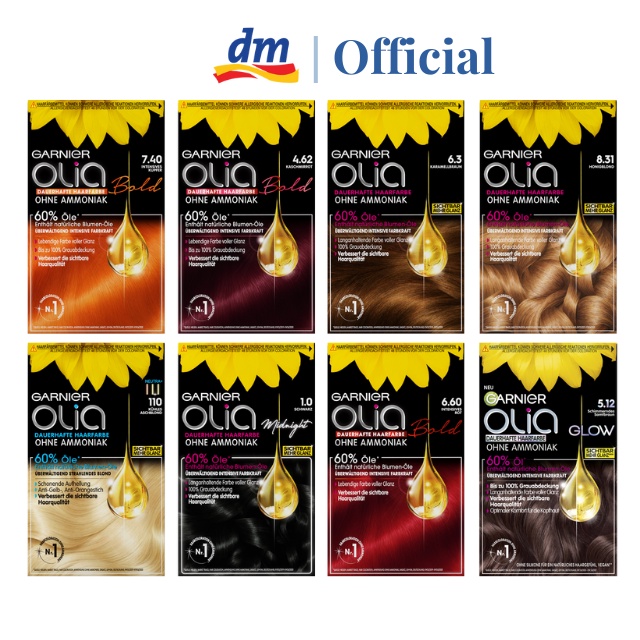 Thuốc nhuộm tóc Garnier Olia bền màu vĩnh cửu, chăm sóc và phục hồi tóc hư tổn, Hàng nội địa Đức