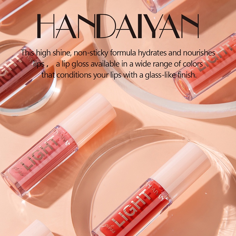 Son Bóng HANDAIYAN 12 Màu Tùy Chọn Giúp Dưỡng Ẩm Cao Cấp