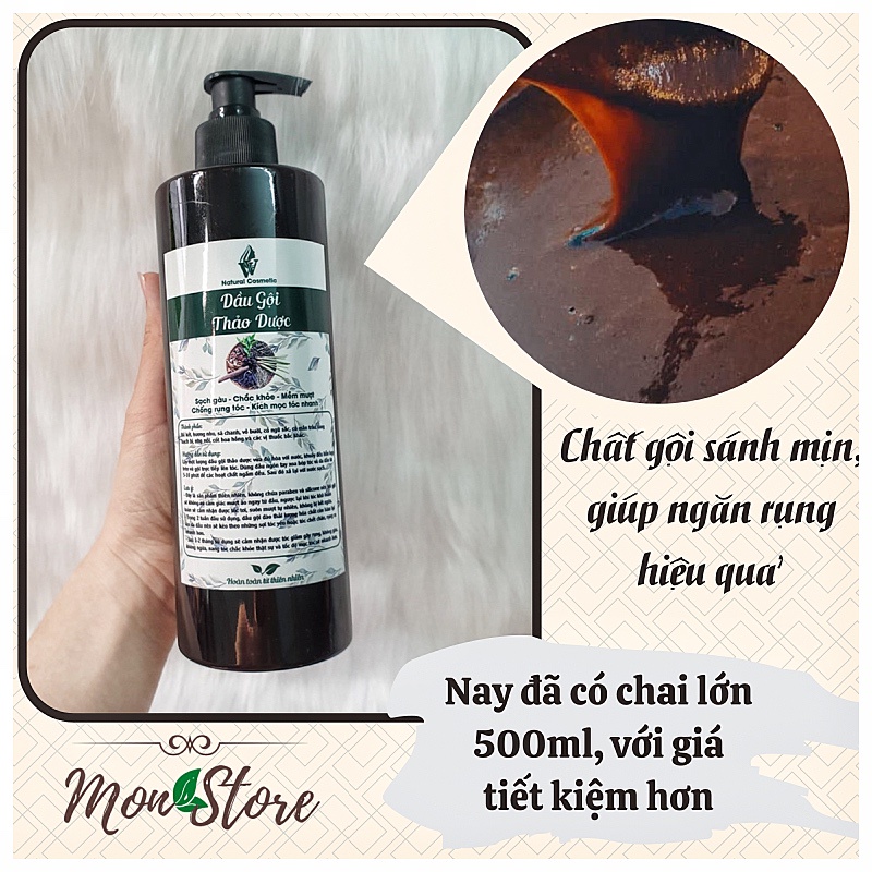 [Chai lớn 500ml] DẦU GỘI THẢO DƯỢC VV Natural Cosmetic giúp ngăn rụng tóc, kích thích mọc tóc, giảm gàu nấm ngứa