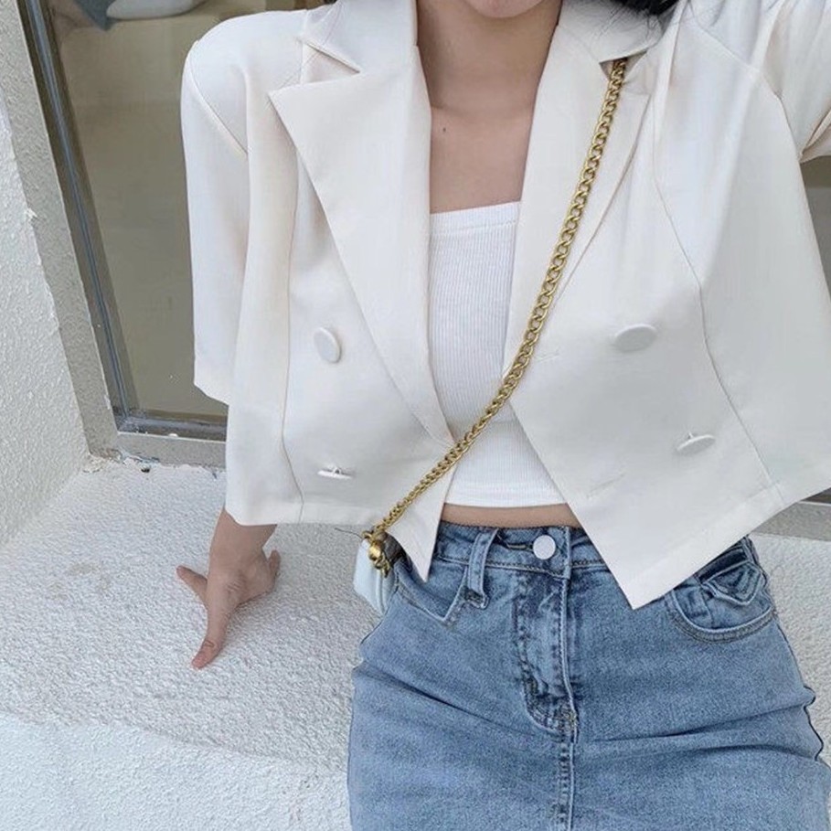 Áo khoác blazer ngắn tay thời trang Hàn Quốc thanh lịch cho nữ | WebRaoVat - webraovat.net.vn