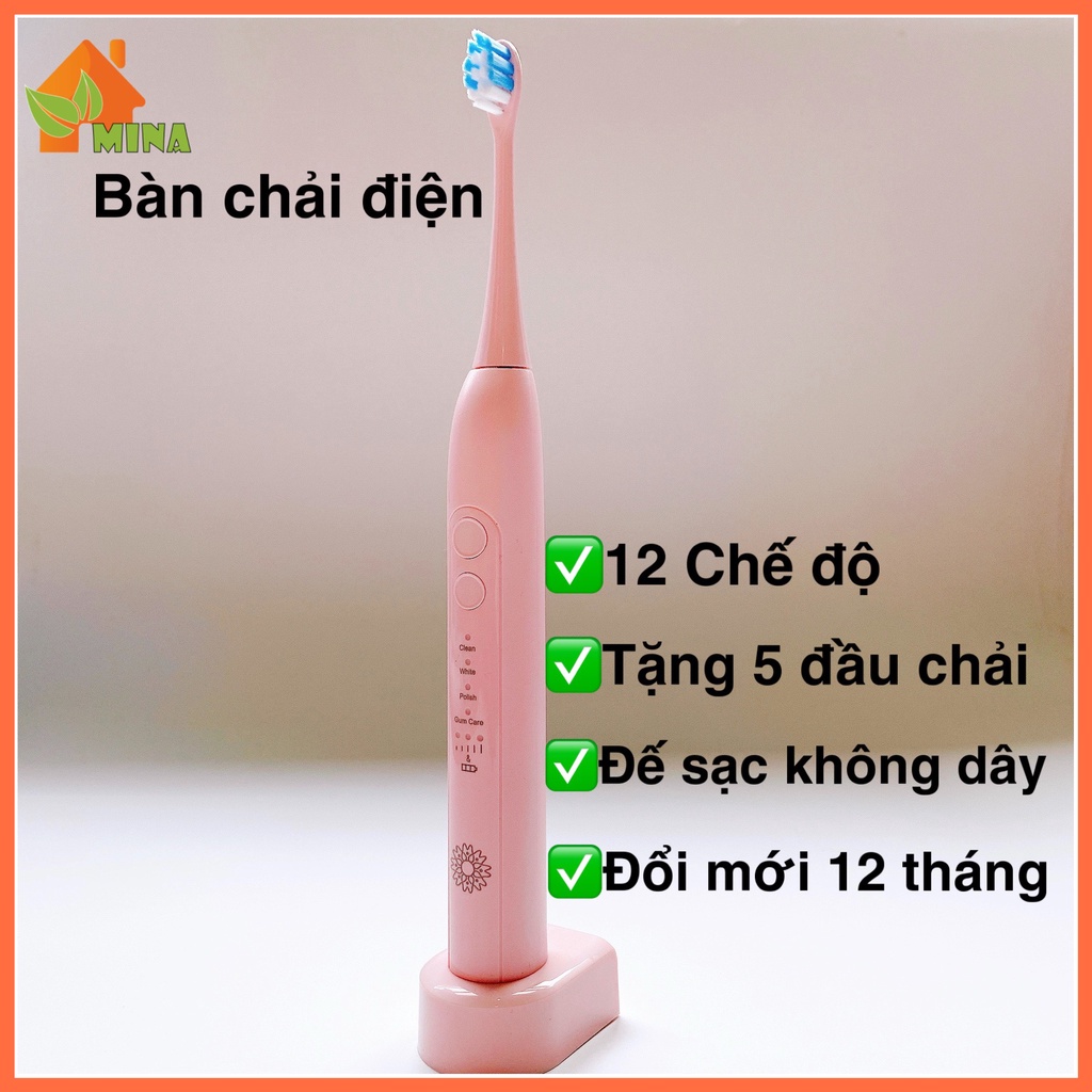 Bàn Chải Điện YAS. Công Nghệ Nhật 12 Chế Độ. Bảo Hành Đổi Mới 12 Tháng. Tặng Kèm 5 Đầu Bàn Chải. Đế Sạc Không Dây.