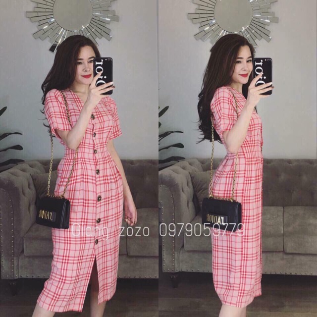 Đầm kẻ caro