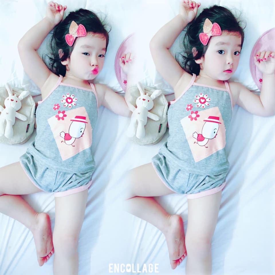 Bộ 2 dây icon ngộ nghĩnh chất cotton đũi cực mát cho bé gái - B2DHH