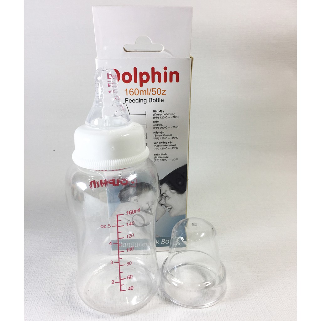 [FreeShip] Bình Sữa Streamline Cổ Hẹp 160ml Dolphin - Tặng Thêm 1 Núm Ty Siêu Mềm - DP018A