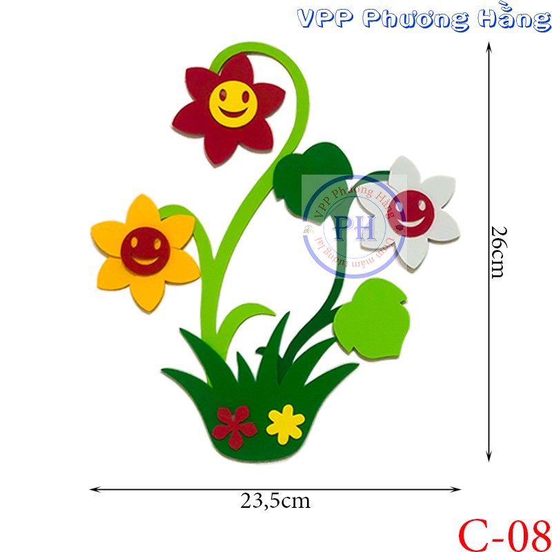 Chậu hoa xốp trang trí mầm non và phòng cho bé