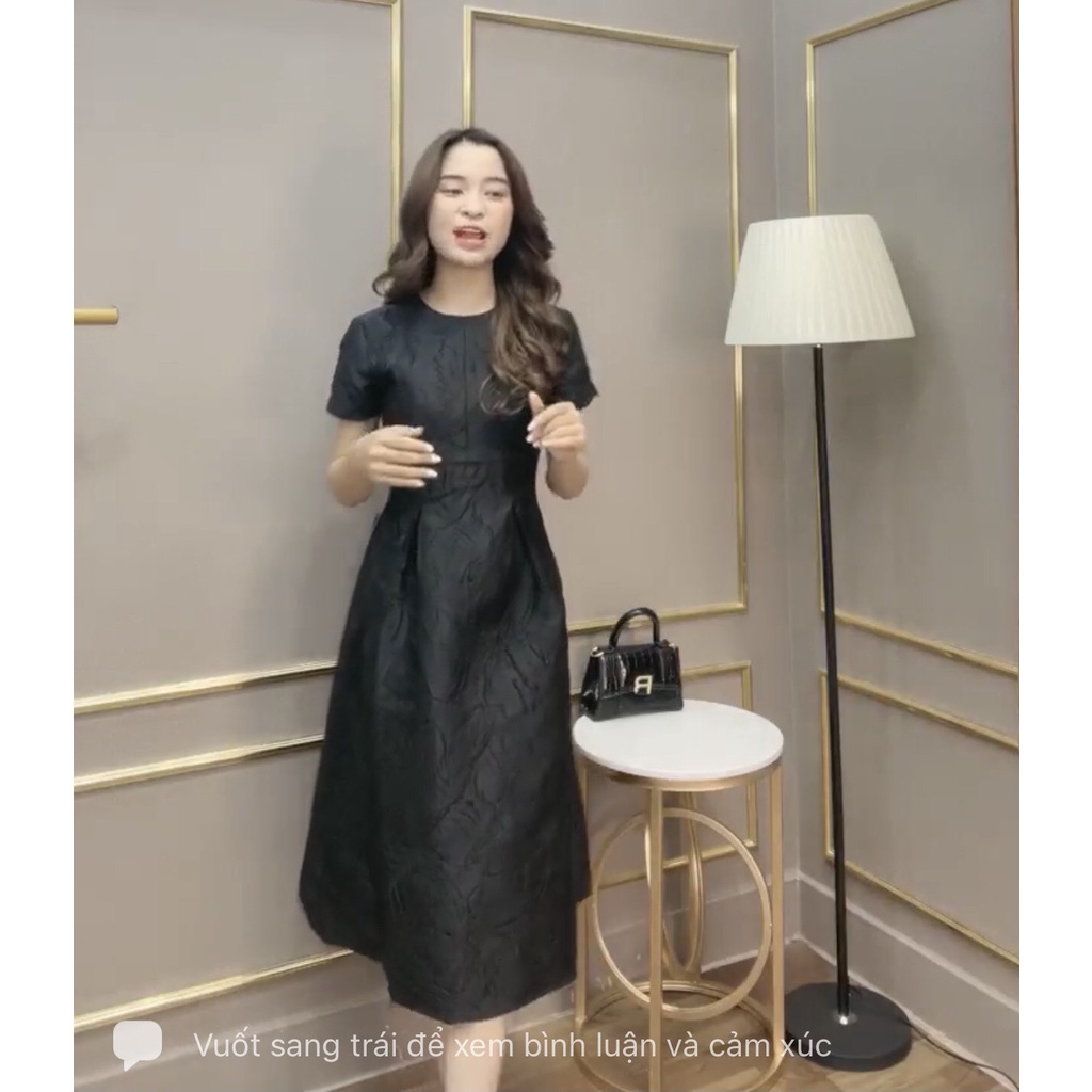 Đầm gấm hoa SEFA thiết kế lịch sự, sang trọng hai lớp, hình thật 100% SFT3037