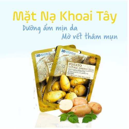 Combo 10 Mặt Nạ Dưỡng Trắng Da, Mờ Thâm Chiết Xuất Khoai Tây 3D Foodaholic Potato Natural Essence Mask 23ml x 10