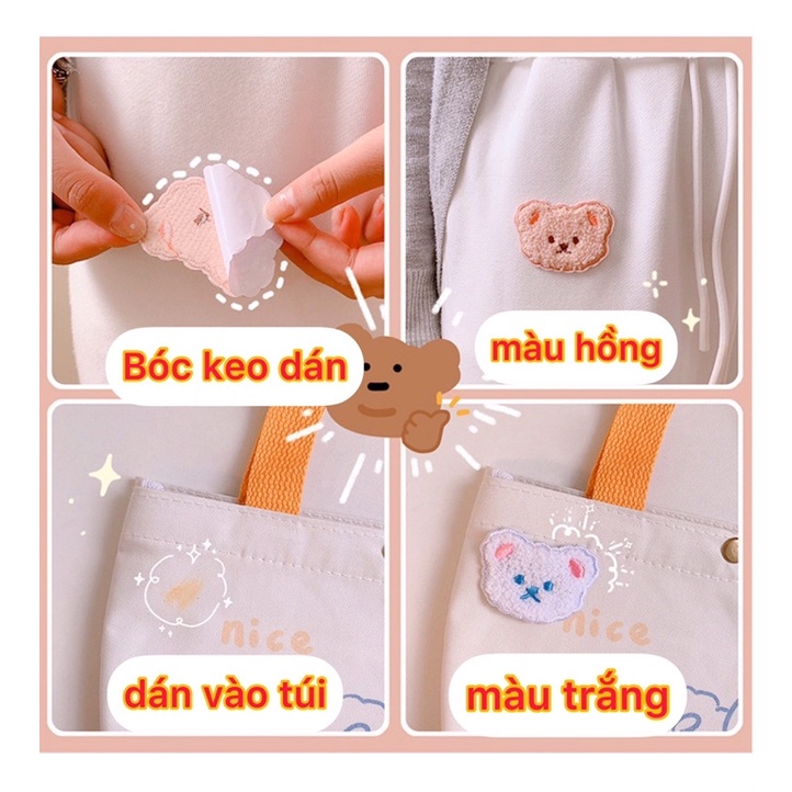 Miếng dán hình gấu, sticker may ủi, dán quần áo đa năng