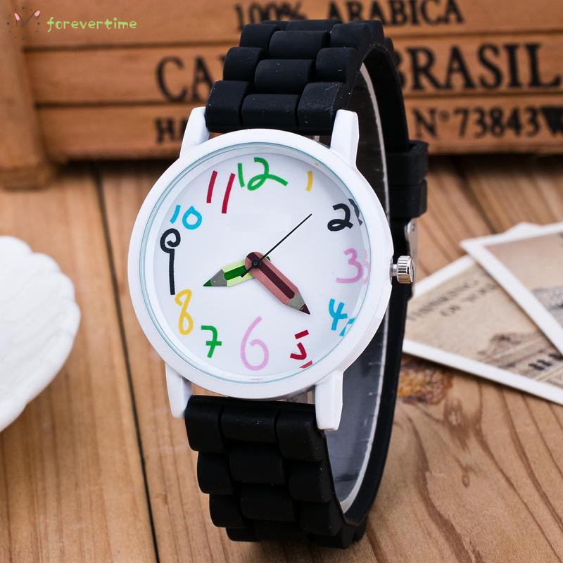 ☞ Phụ kiện trang sức☜ Silicone Watches Children Pencil Pointer Student Watch Quartz Wristwatches Gift Watches