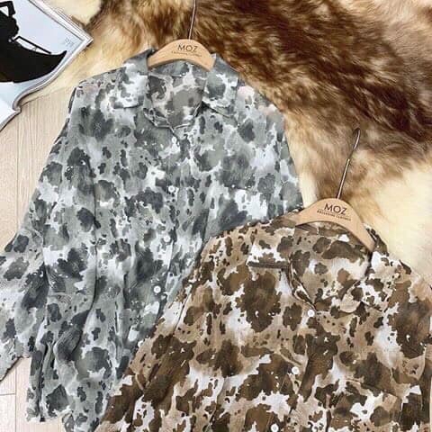 Áo sơ mi vân báo mờ