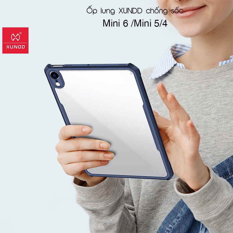 Ốp lưng XUNDD iPad Mini 6 /Mini 5/4 (BEETLE SERIES) - Chống shock, Lưng trong suốt, Viền TPU - Xanh Dương