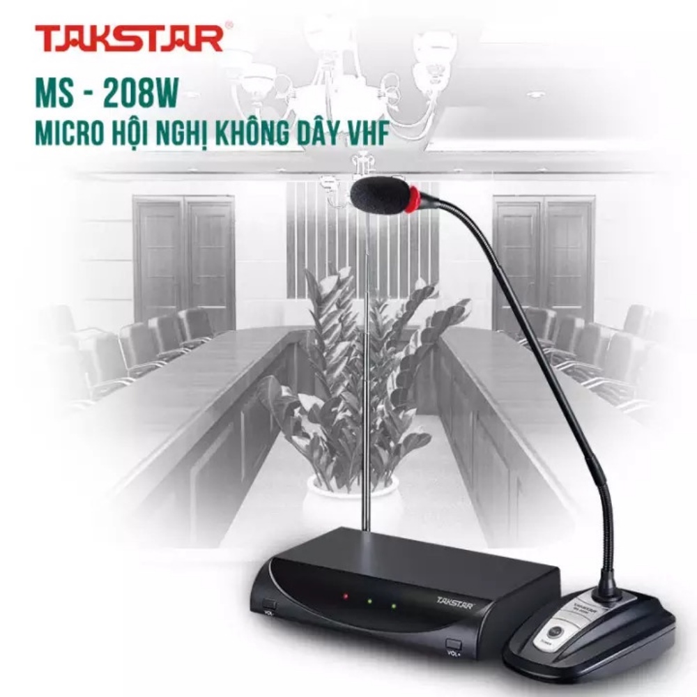 Micro Hội Thảo Không Dây Takstar MS-208W - Đầu ra cân bằng XLR chuẩn , Độ nhạy cao và độ ồn thấp