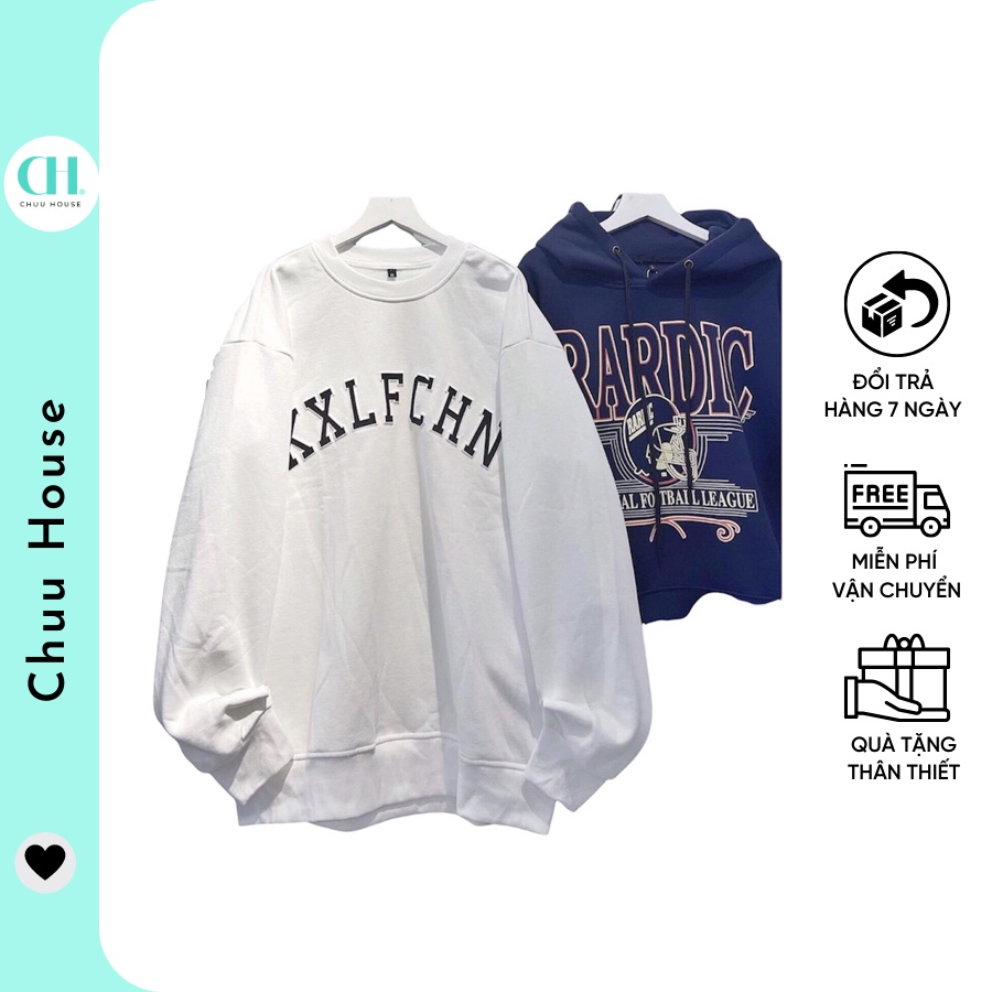 [Có Video + Ảnh Thật] Áo Sweater Unisex Nam Nữ Trắng Basic Dễ Phối Đồ Lên Form Siêu Đỉnh Chất Nỉ Dày Dặn - Chuu House