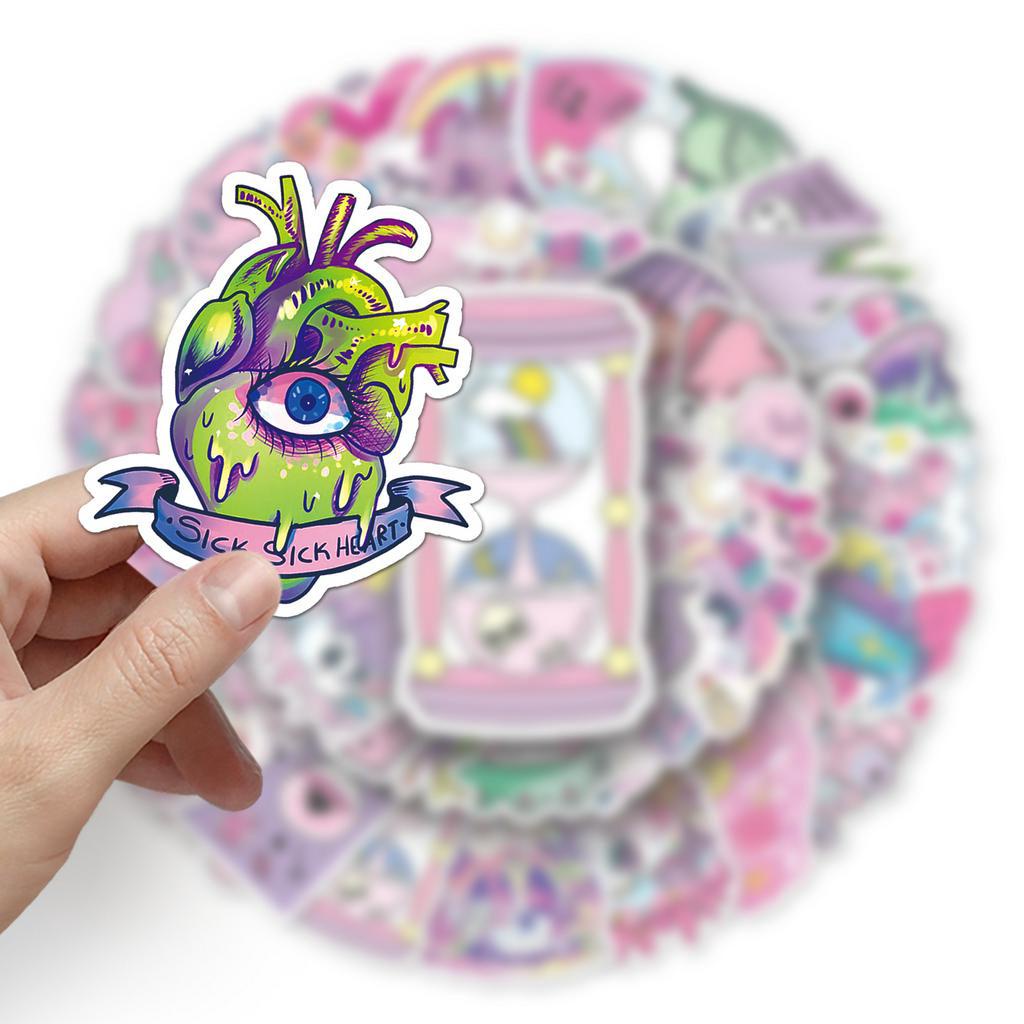 50 Miếng Dán Trang Trí Xe Hơi / Nhà Cửa Phong Cách Gothic Sáng Tạo Vui Nhộn Chống Thấm Nước