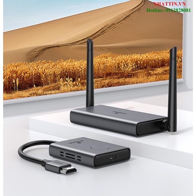 Bộ phát nhận tín hiệu HDMI+VGA không dây 50m 1080p@60hz sóng 5Ghz Ugreen 50633 cao cấp