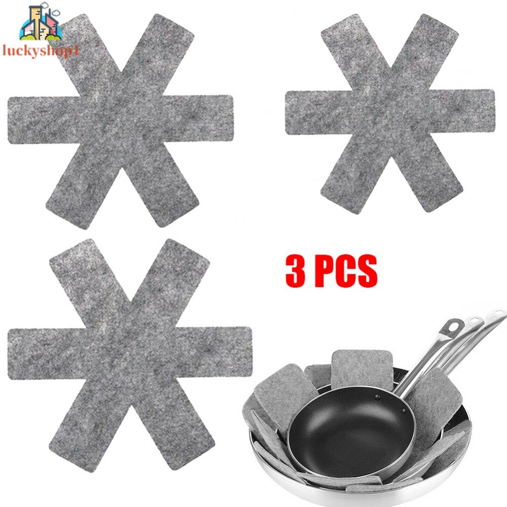 Set 3 Miếng Lót Nồi Chảo Bằng Vải Nỉ Chống Trầy Chống Dính
