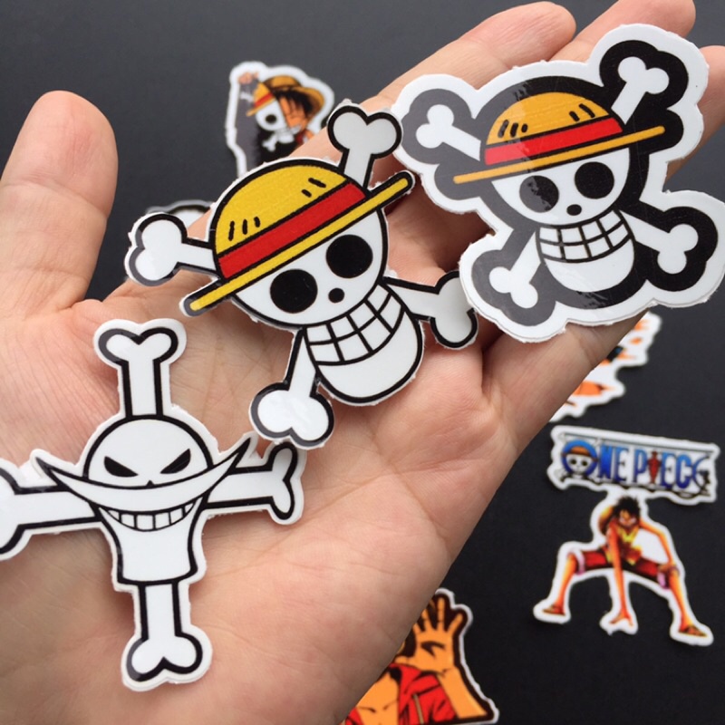 Trọn bộ Monkey D. Luffy 12 hình dán chống nước. Sticker hoạt hình đẹp. Logo theo yêu cầu.