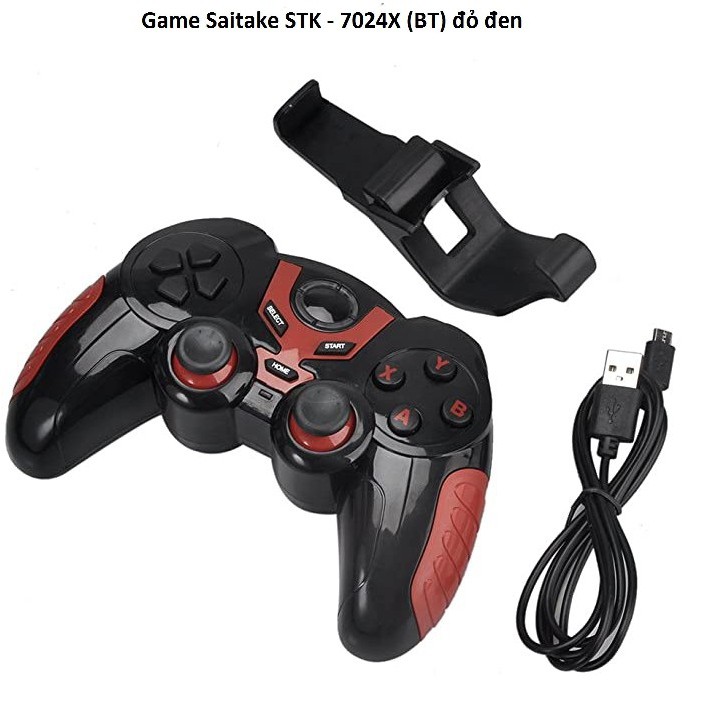 Tay Cầm Chơi Game Bluetooth Saitake STK - 7024X Màu Đen + Đỏ, Tay Bấm Game Dành Cho Máy Tính , Điện Thoại