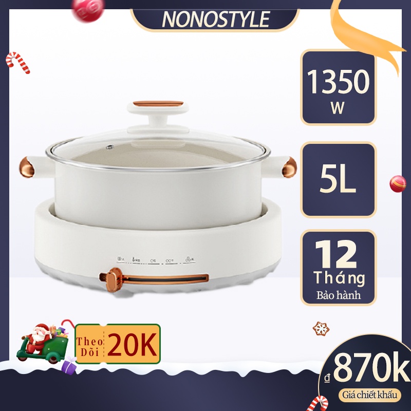 Nồi Lẩu Nướng Điện Đa Năng 5L- Nonostyle - 1350W - Bảo Hành 12 Tháng