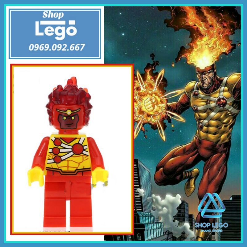 Xếp hình Firestorm siêu anh hùng DC nguyên tử Lego Minifigures Kopf KF933