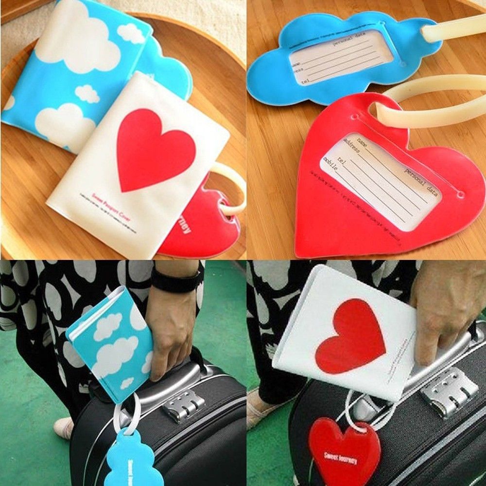 FISHSTICK1 Hot Sale Passport Holder Cover Cute Travel Luggage Tag Gift Ribbon Belt Silicone Fashion Love/Cloud/Multicolor