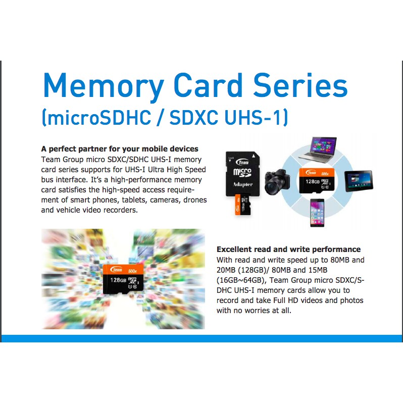 Thẻ nhớ 64GB microSDXC Team 500x upto 80MB/s class 10 UHS-I kèm Adapter (Đen cam) - Hãng phân phối chính thức