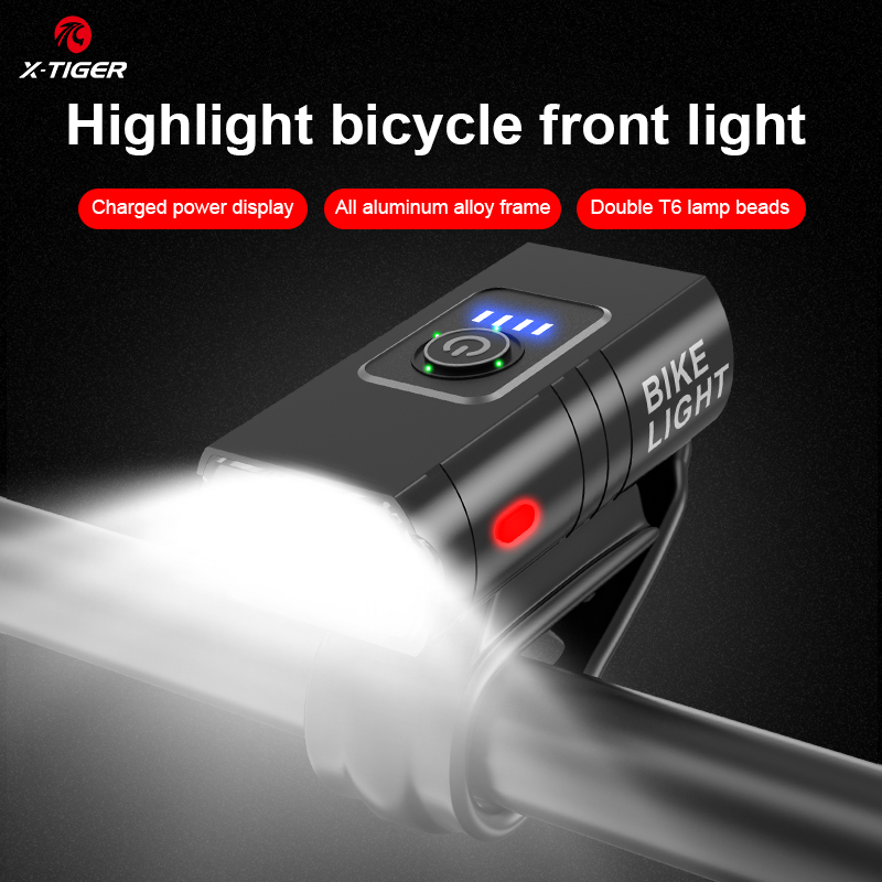 Đèn Pha LED X-TIGER Siêu Sáng Kèm Sạc USB Chuyên Dụng Cho Xe Đạp