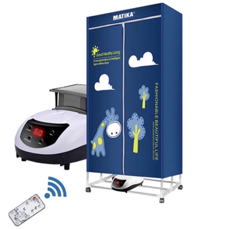 Tủ sấy quần áo, Máy sấy quần áo Matika CD1218-2 tầng công suất lớn có điều khiển từ xa bảo hành 12 tháng