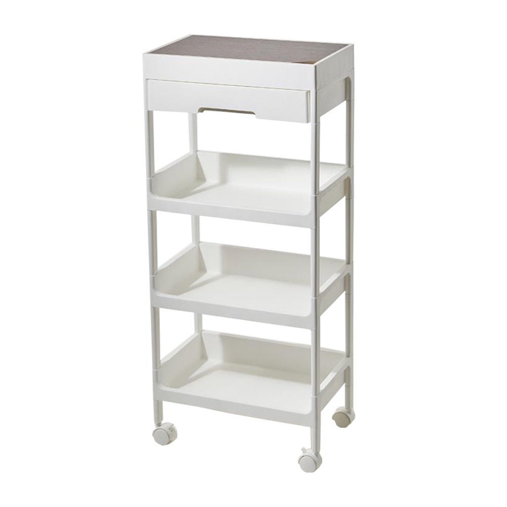 HomeBase STACKO Kệ để đồ 4 tầng 1 ngăn kéo bằng nhựa có bánh xe TILLA Thái Lan W41xD26xH93.5cm màu trắng
