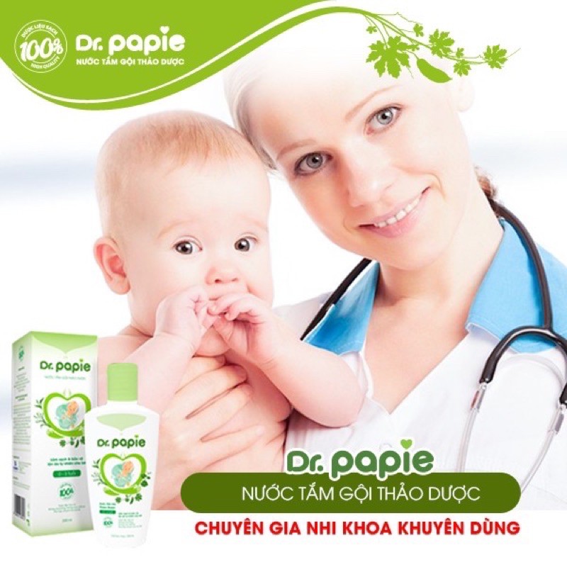 NƯỚC TẮM GỘI THẢO DƯỢC DR.PAPIE 230ML (CHÍNH HÃNG) CHO BÉ.