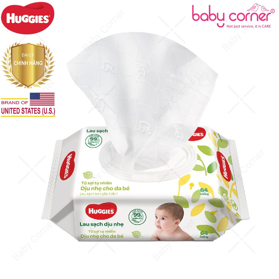 Khăn Giấy Ướt Huggies Không Mùi Gói 64 Miếng Cho Bé