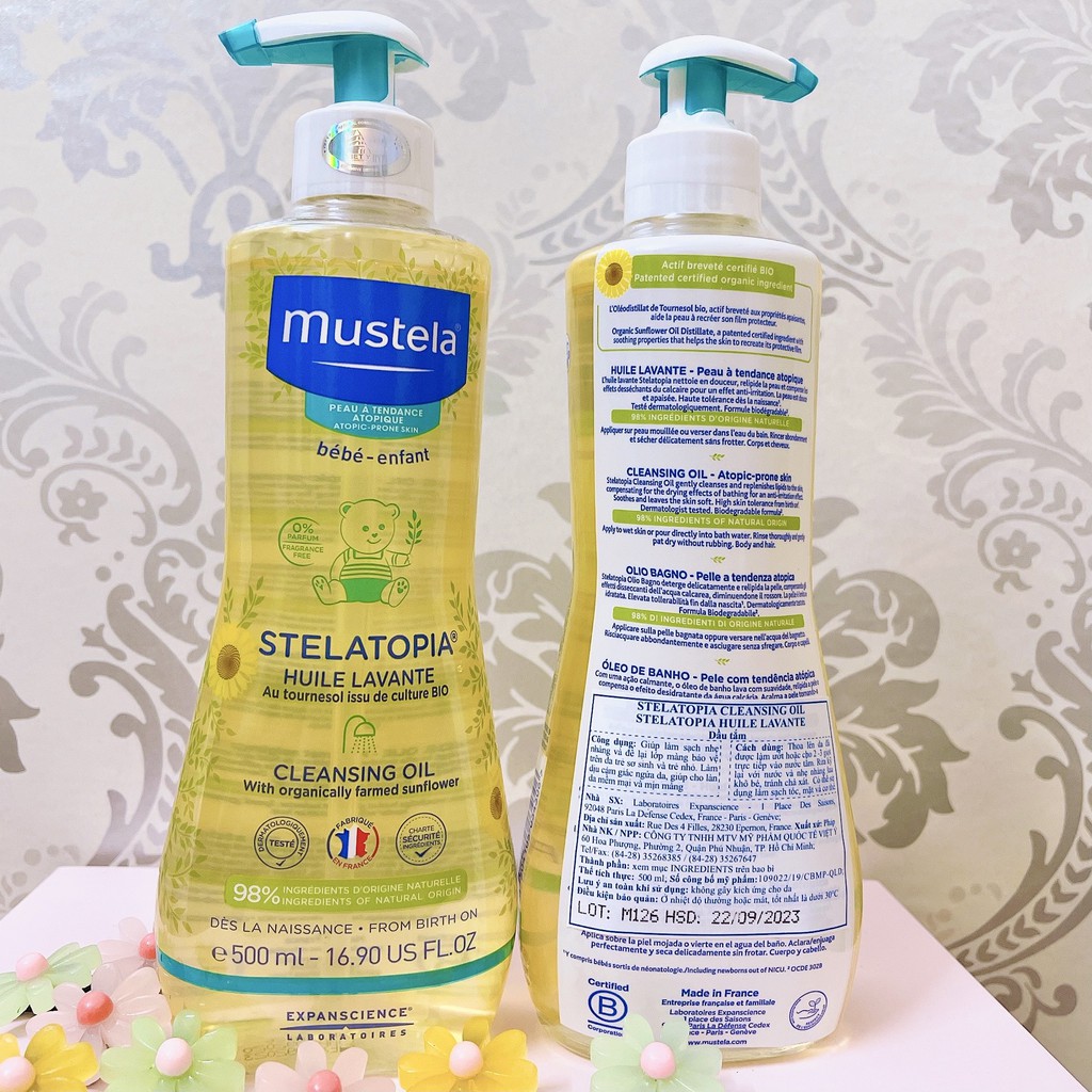 Mustela Dầu Tắm Cho Da Chàm Thể Tạng Stelatopia Cleansing Oil 500ml