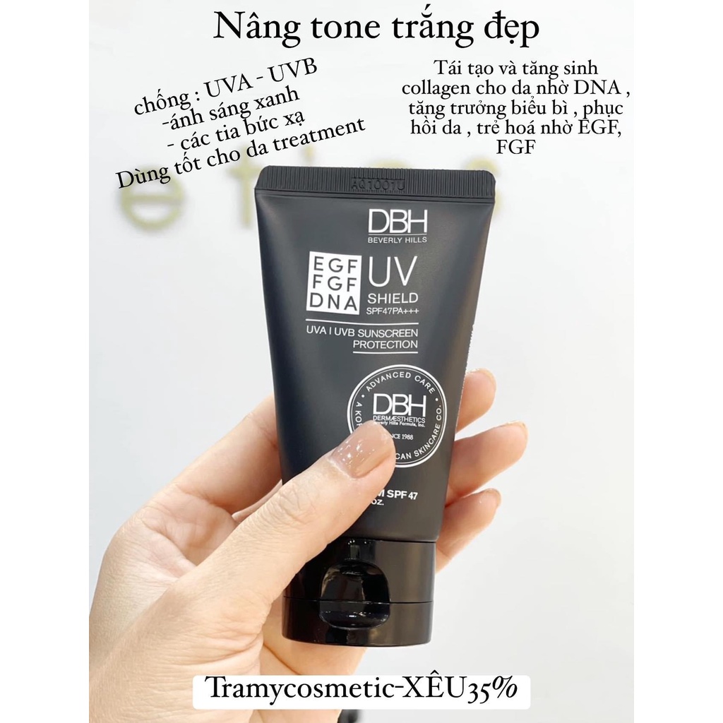 [Bản Mỹ-Mẫu mới] Kem chống nắng DBH 60ml SPF 50+ bản mỹ USA, ngăn ngừa lão hóa, nâng tông nhẹ