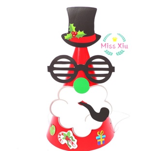 Nón noel tự trang trí bằng giấy
