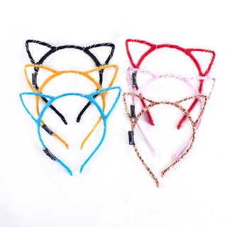 Cài tóc tai mèo nhung có đèn led phát sáng, bờm tóc, băng đô tai mèo, phụ kiện chơi Trung thu, Noel - Baby Toys