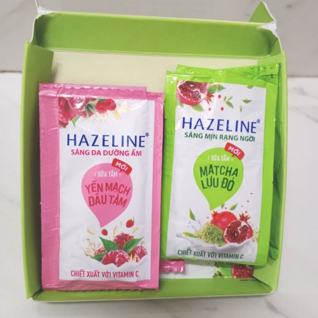 12 Gói Sữa Tắm Hazeline giữ ẩm trắng sáng da yến mạch và dâu tằm/ matcha lựu đỏ gói 4,5g-Gói rời