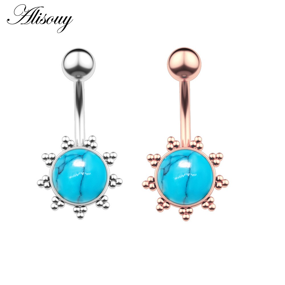 Alisouy 1 Khuyên Rốn Thép Không Gỉ Đính Đá zircon Mặt Trăng Ngôi Sao