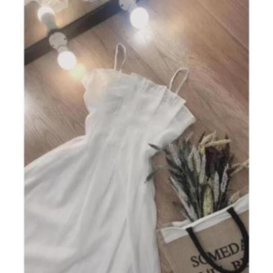 Váy trắng/ hôngf dự tiệc 2s vải tơ voan xếp ly kèm ảnh thật HGH88 | BigBuy360 - bigbuy360.vn