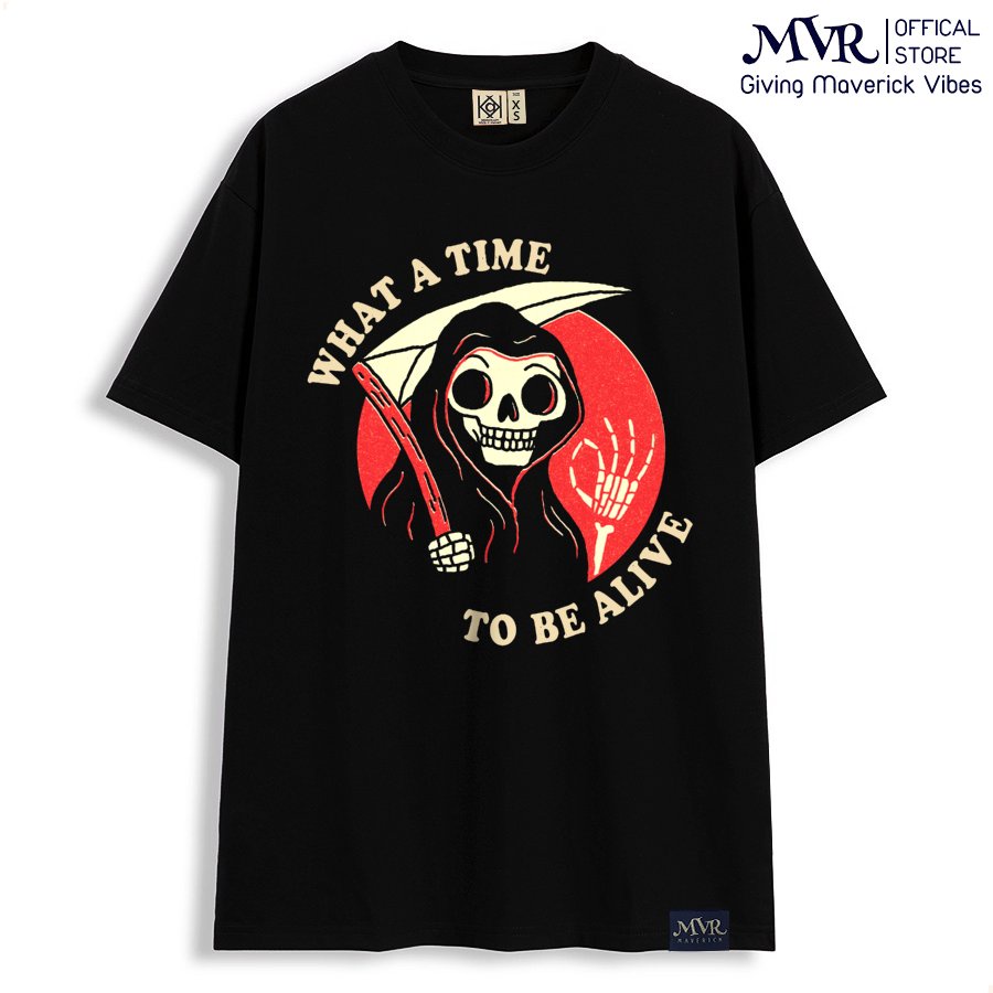 Áo thun unisex cổ tròn Thời gian để được sống đầu lâu MVR KK4016