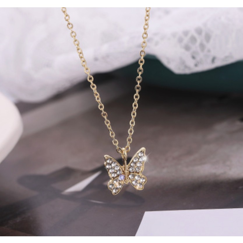 Bông tai dây chuyền đính cườm họa tiết cánh bướm Hạ Băng Designs sang trọng quý phái